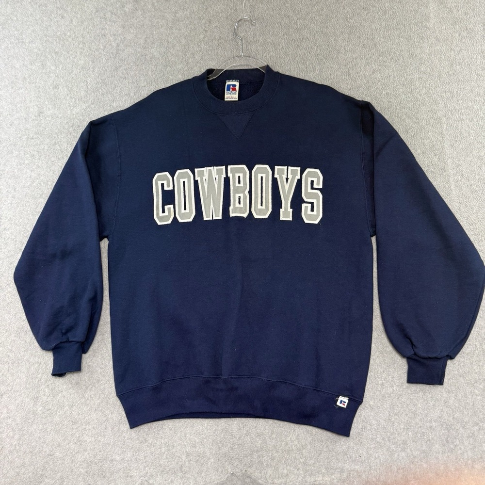 Vintage Russell Dallas Cowboys Sweatshirt L Spellout Crewneck Boxy 90s USA MADE